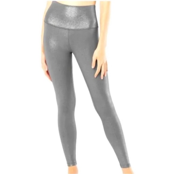 Beyond Yoga Leggings 'Twinkle' High Rise Stone Gray Gunmetal Shimmer Size Smalll - Picture 2 of 12
